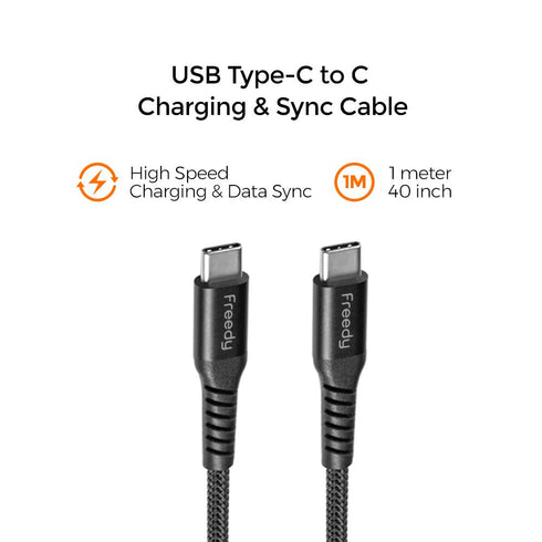 Freedy USB-C to USB-C Braided Charging Cable, 1M